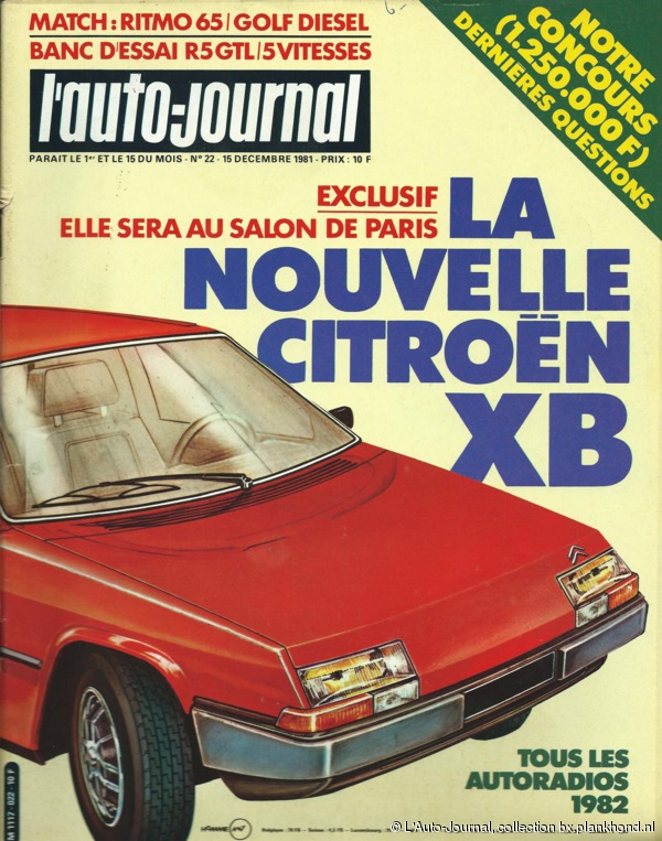 Teken van leven van project XB op de cover van L'Auto Journal van december 1981