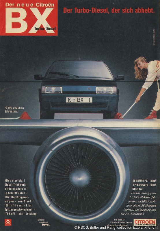 Duitse advertentie voor de BX TRD Turbo